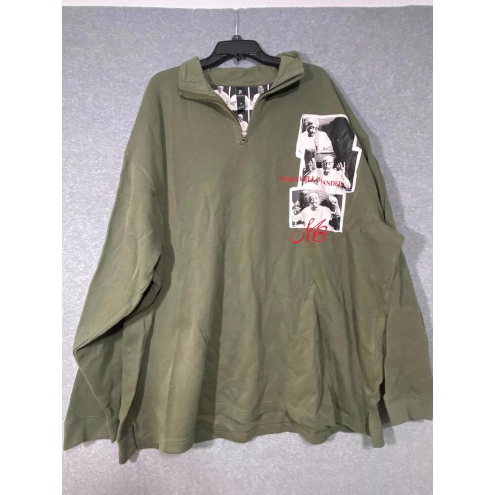 Vintage Makaveli Sweater Men's 3XL Olive Green Sweatshirt Tupac 2 Pac 2000's